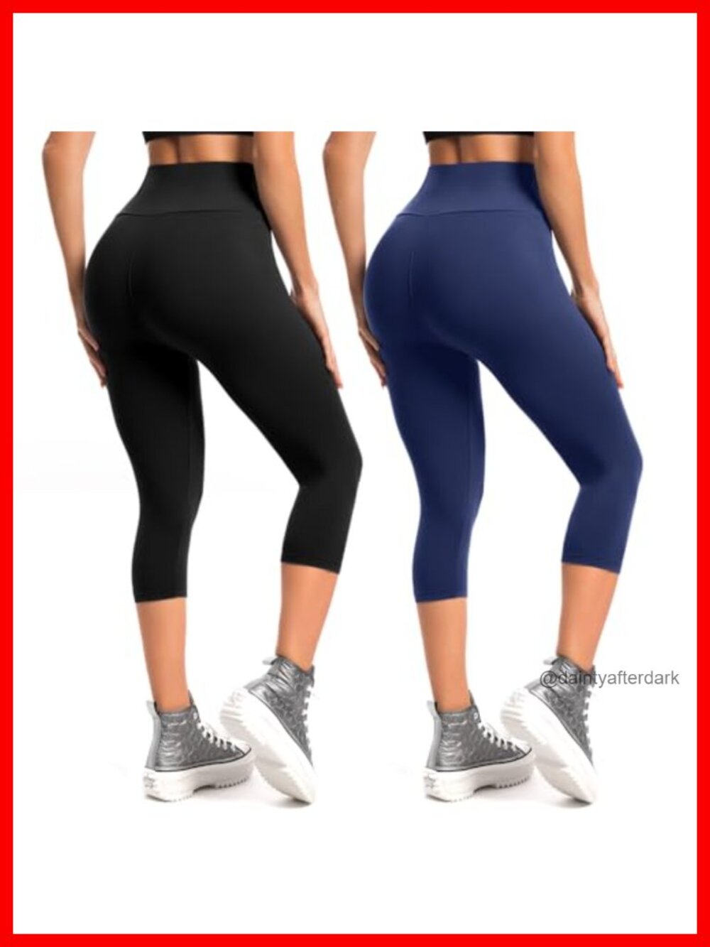 High Waist Capri Yoga Leggings for Women 2-Pack 4-Way Stretch